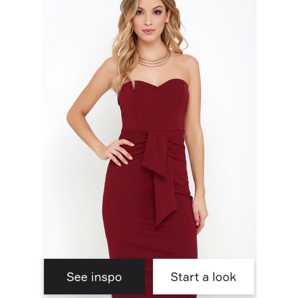 Red wine strapless dress Lulus